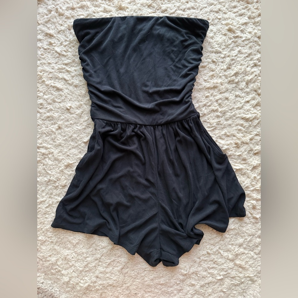 Black Strapless Romper